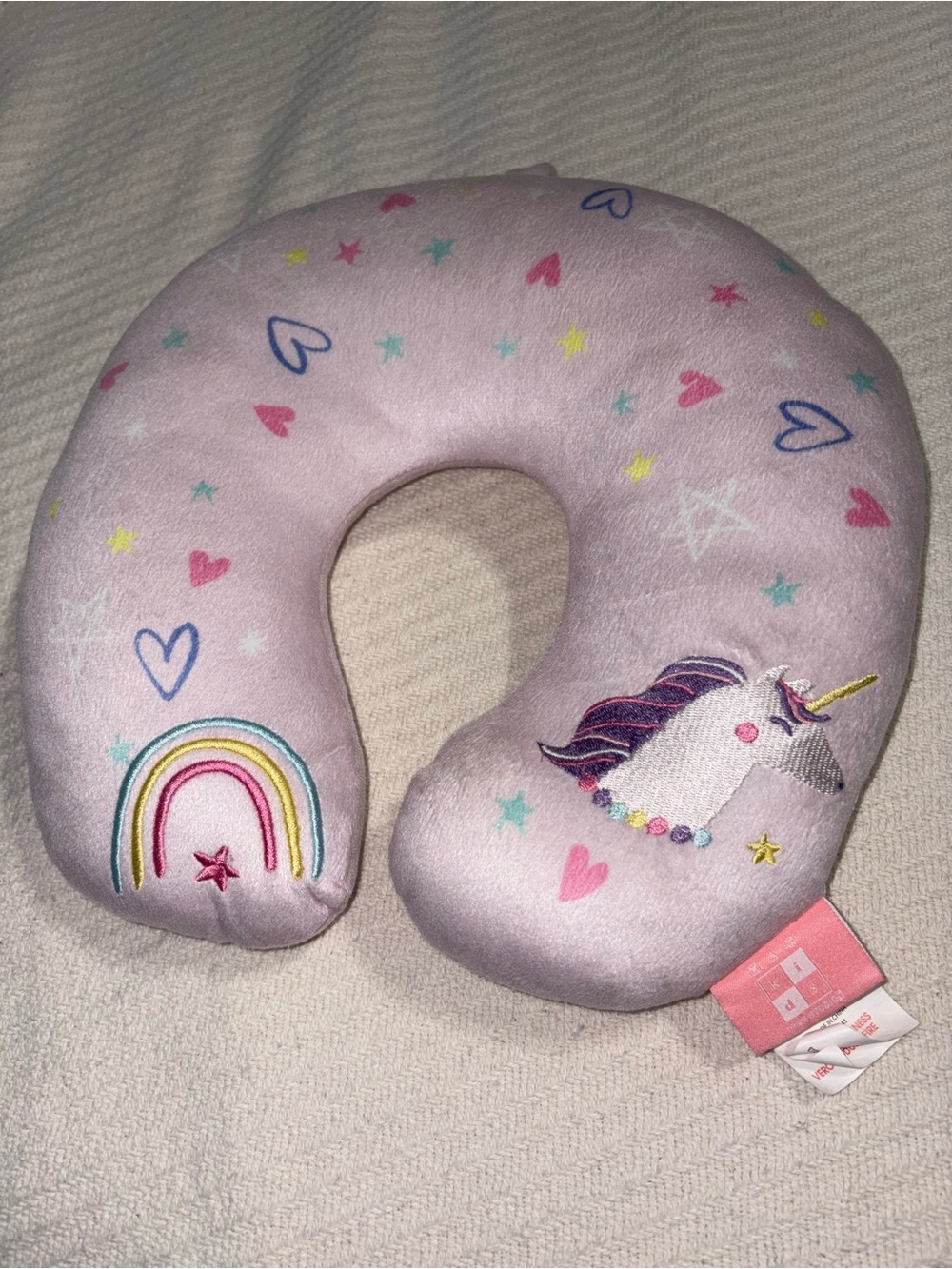 Unicorn & Rainbow Pink Neck Travel Pillow for Kids